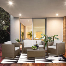 Load image into Gallery viewer, Donnell 5PC Outdoor Sofa Set Brown with Cream Cushions
