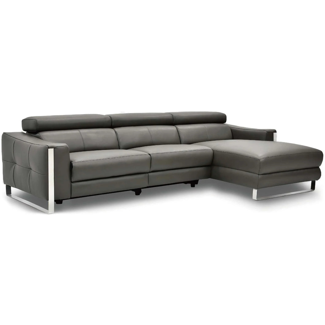 Matteo Leather Corner Sofa - Fossil Grey