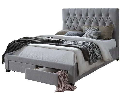 Lexi Double Fabric Bed with Drawers