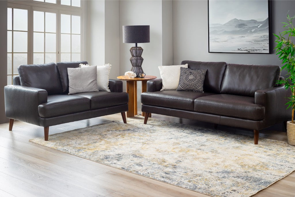 MIA LEATHER 3S+2S SOFA SET-CHOCOLATE