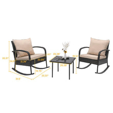 Load image into Gallery viewer, 3 Piece Rattan Rocking Chair with Tea-Table
