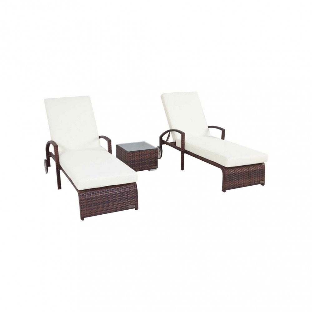 Outdoor Pool Side 3 Piece Sun Lounger