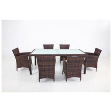 Load image into Gallery viewer, Outdoor Wicker Dining Set with Glasstop Table
